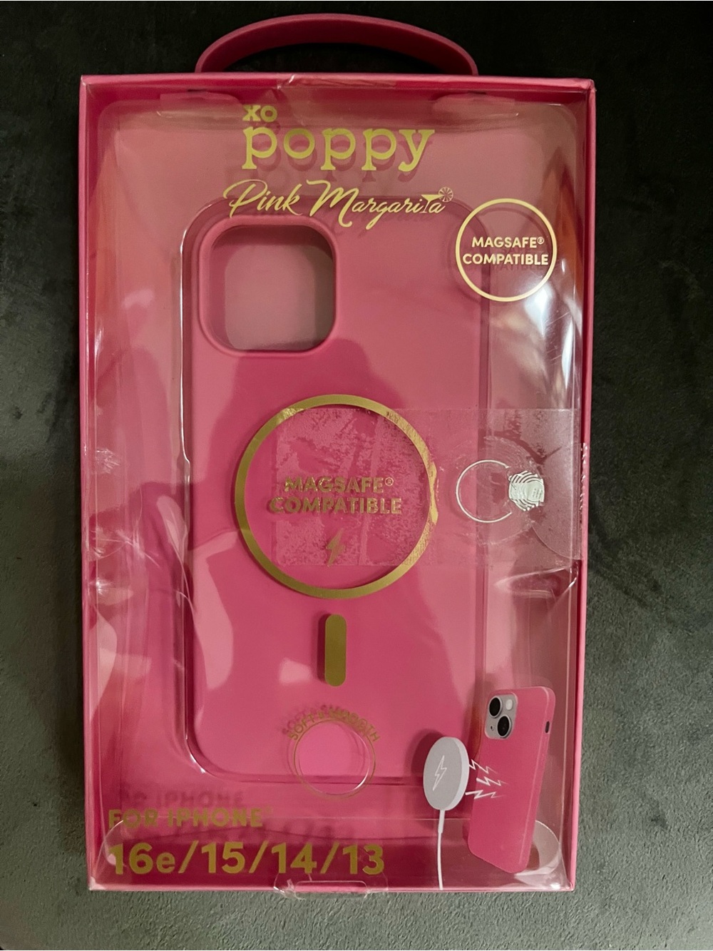 xo poppy Pink Margarita MagSafe-Compatible Phone Case for iPhone